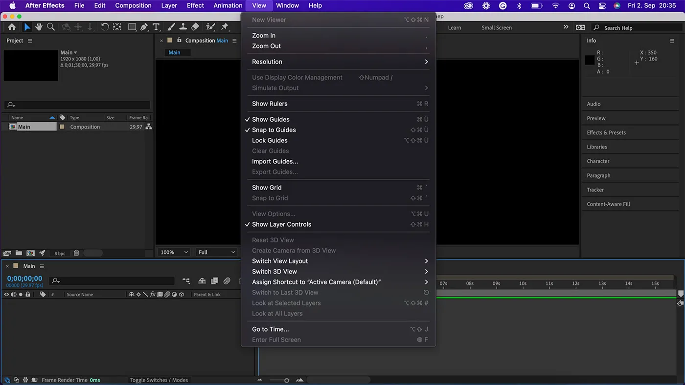 محیط Adobe After Effects در مک + دانلود Adobe After Effects با اپ استور مک ای زی