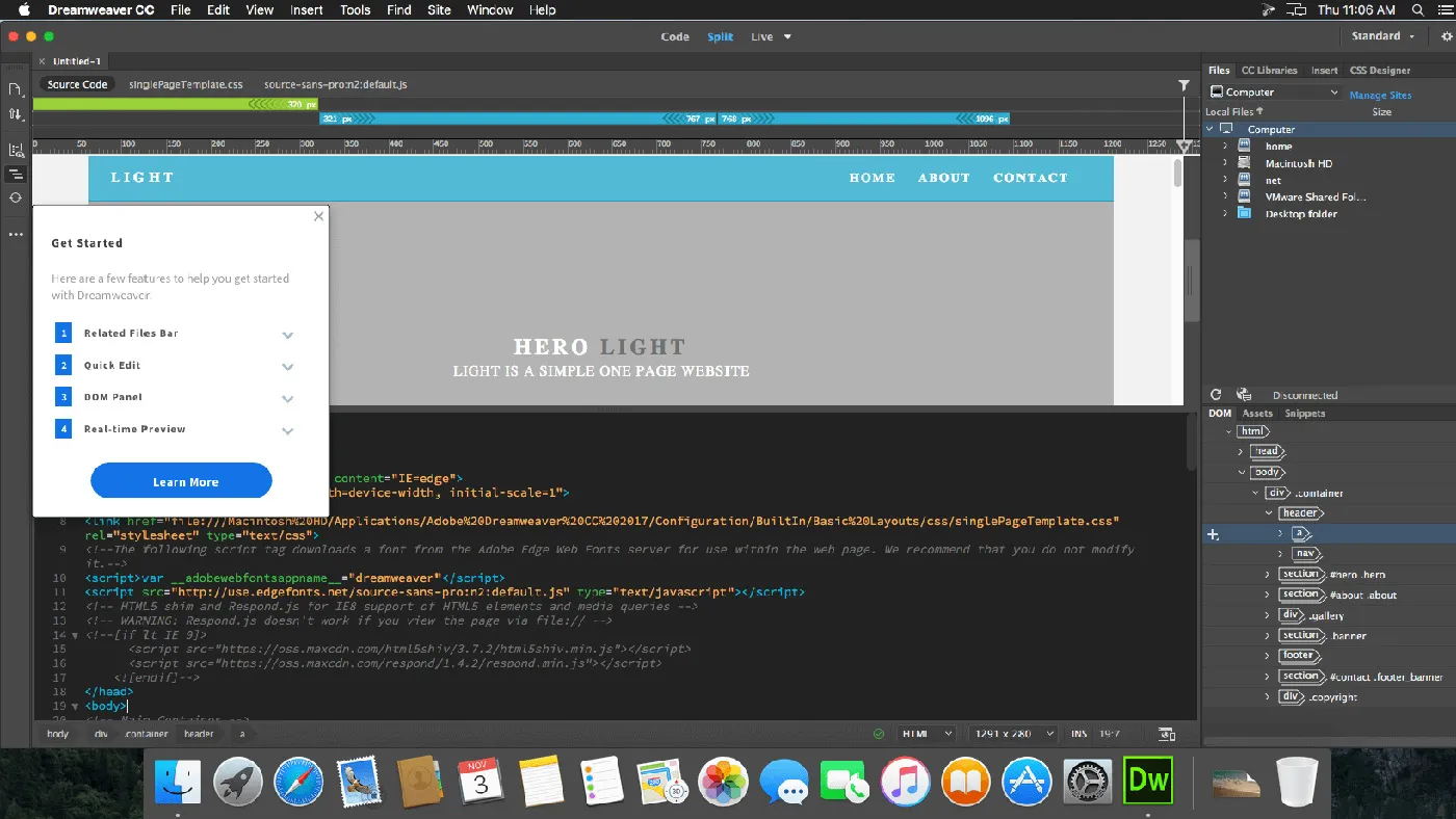 محیط Adobe Dreamweaver در مک + دانلود Adobe Dreamweaver با اپ استور مک ای زی