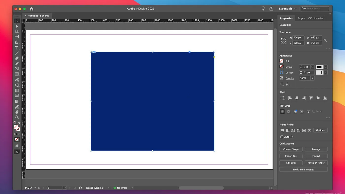 محیط Adobe Indesign در مک + دانلود Adobe Indesign با اپ استور مک ای زی