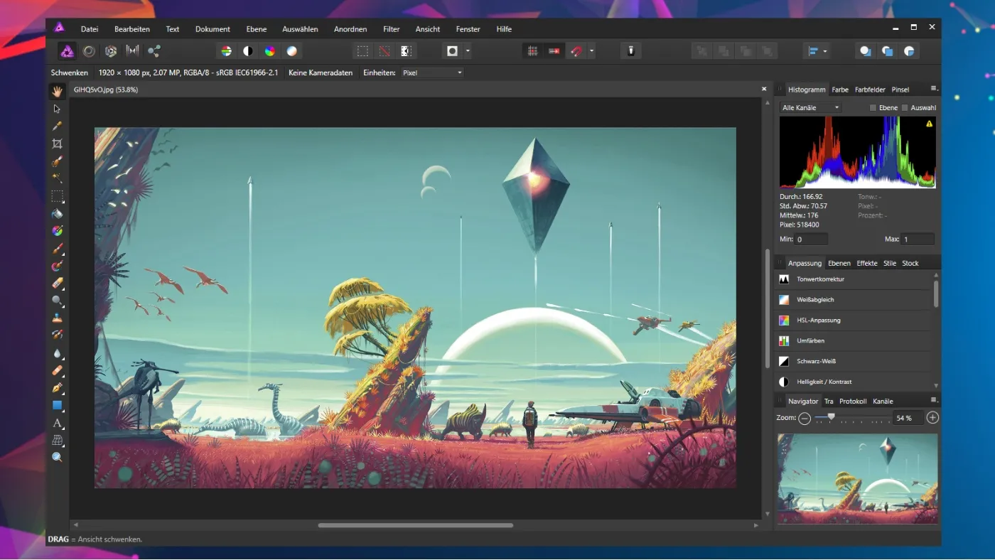 محیط Affinity Photo 2 در مک + دانلود Affinity Photo 2 با اپ استور مک ای زی
