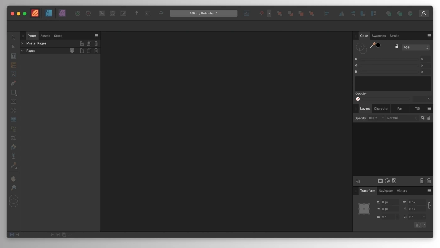 محیط Affinity Publisher 2 در مک + دانلود Affinity Publisher 2 با اپ استور مک ای زی