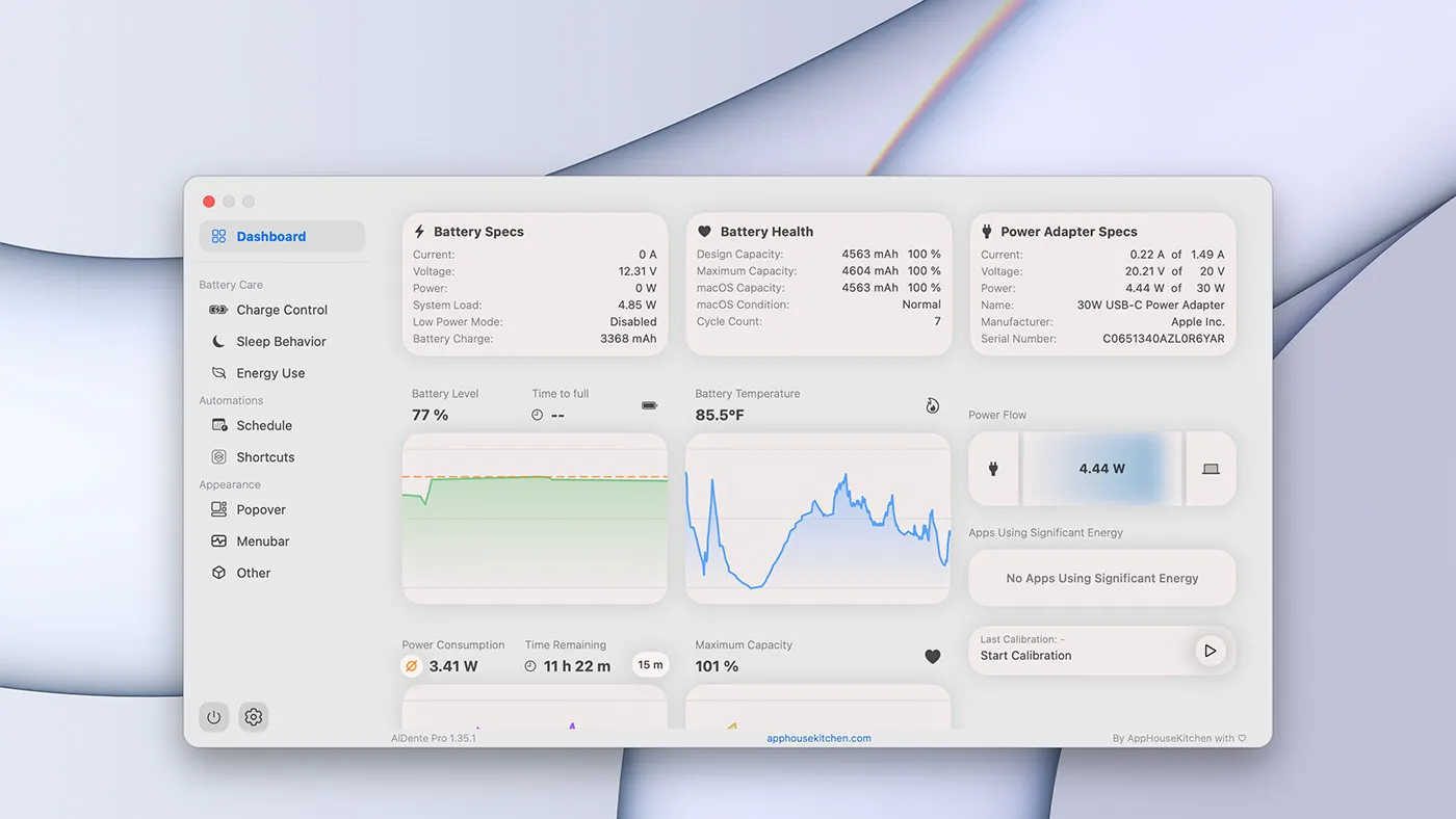 محیط AlDente Pro در مک + دانلود AlDente Pro با اپ استور مک ای زی