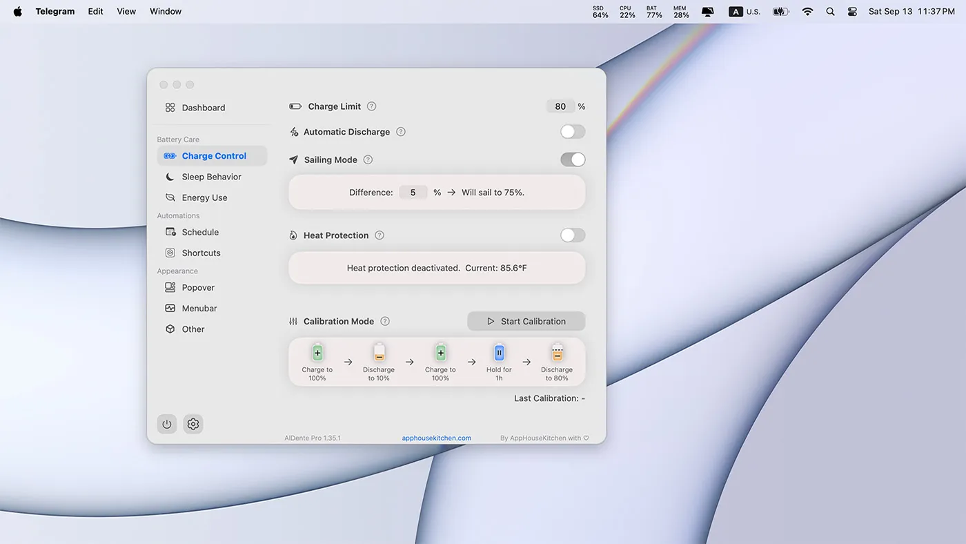 محیط AlDente Pro در مک + دانلود AlDente Pro با اپ استور مک ای زی