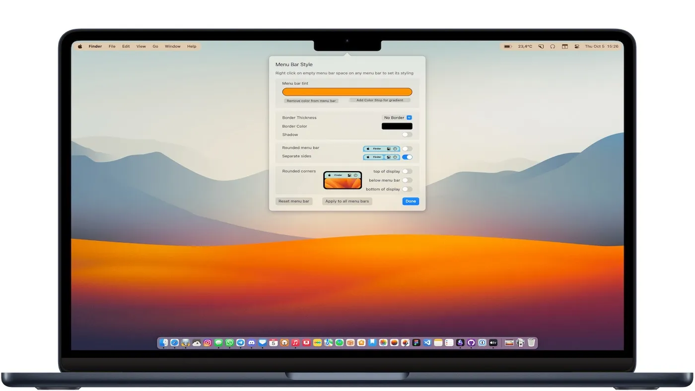 محیط Bartender در مک + دانلود Bartender با اپ استور مک ای زی