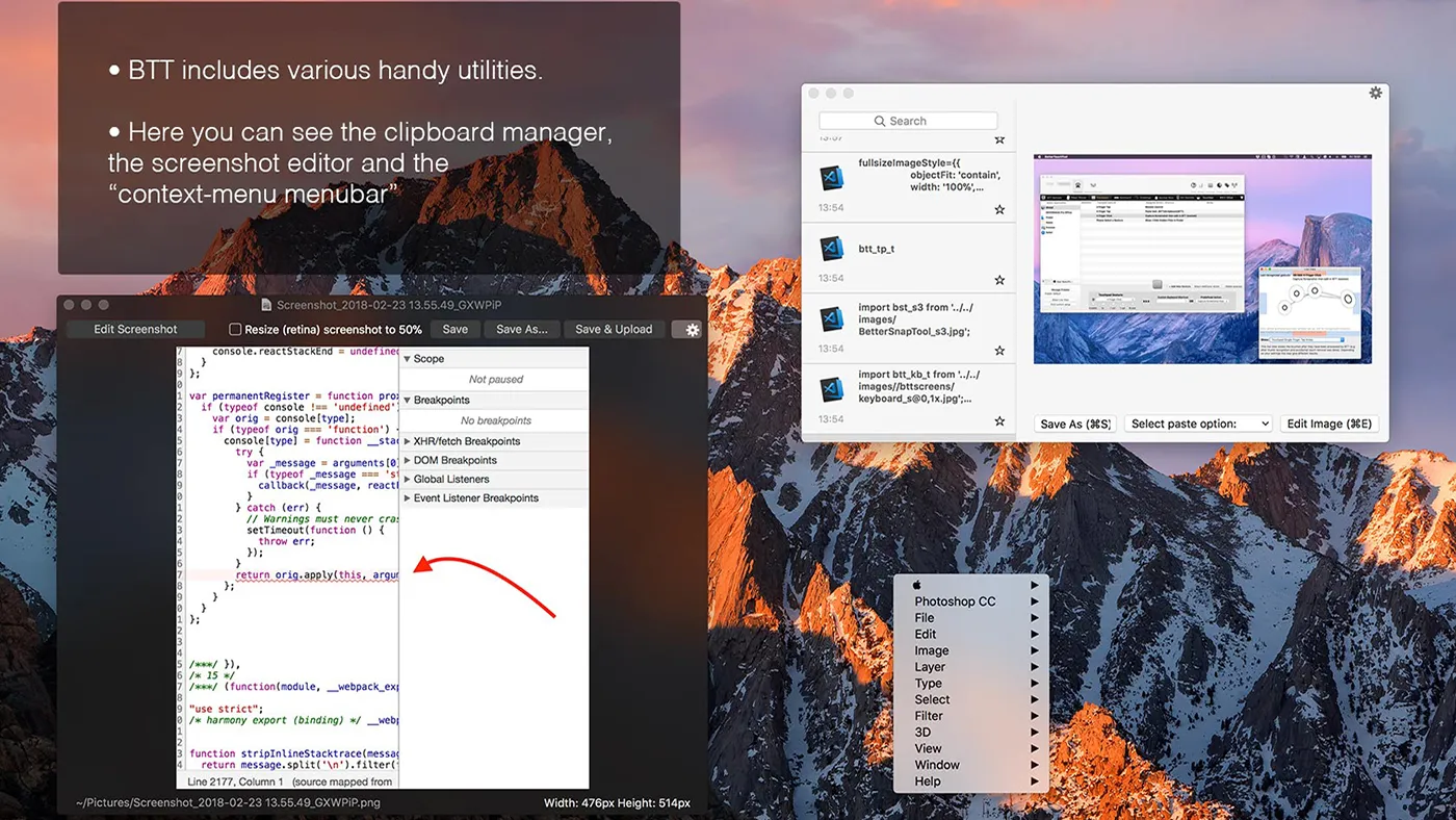 محیط BetterTouchTool در مک + دانلود BetterTouchTool با اپ استور مک ای زی