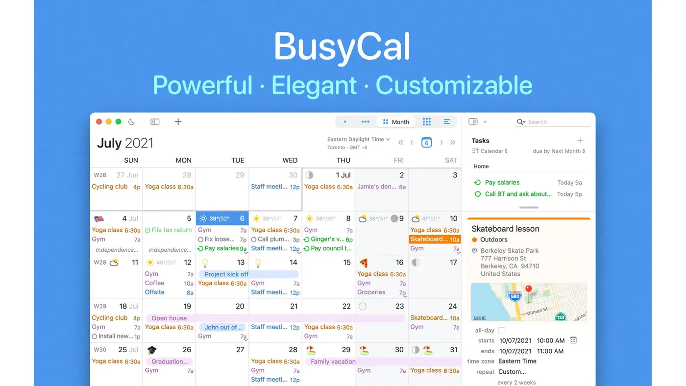 محیط BusyCal در مک + دانلود BusyCal با اپ استور مک ای زی