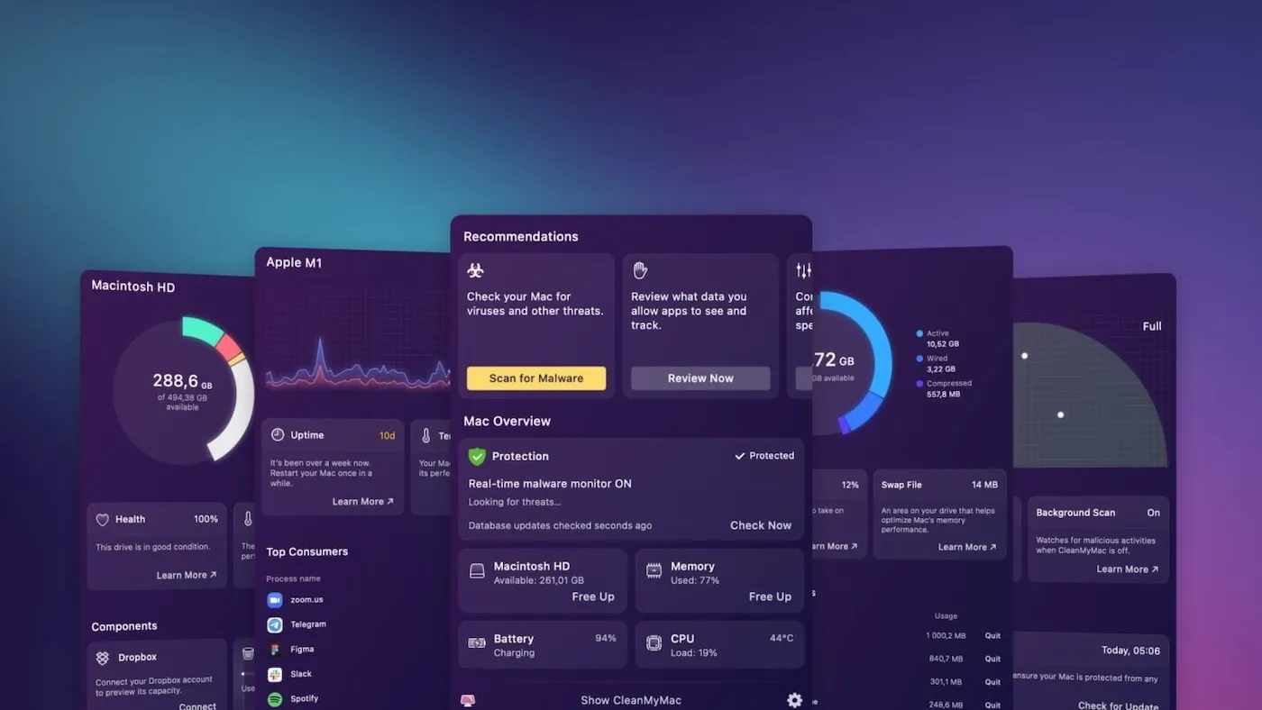 محیط CleanMyMac X در مک + دانلود CleanMyMac X با اپ استور مک ای زی