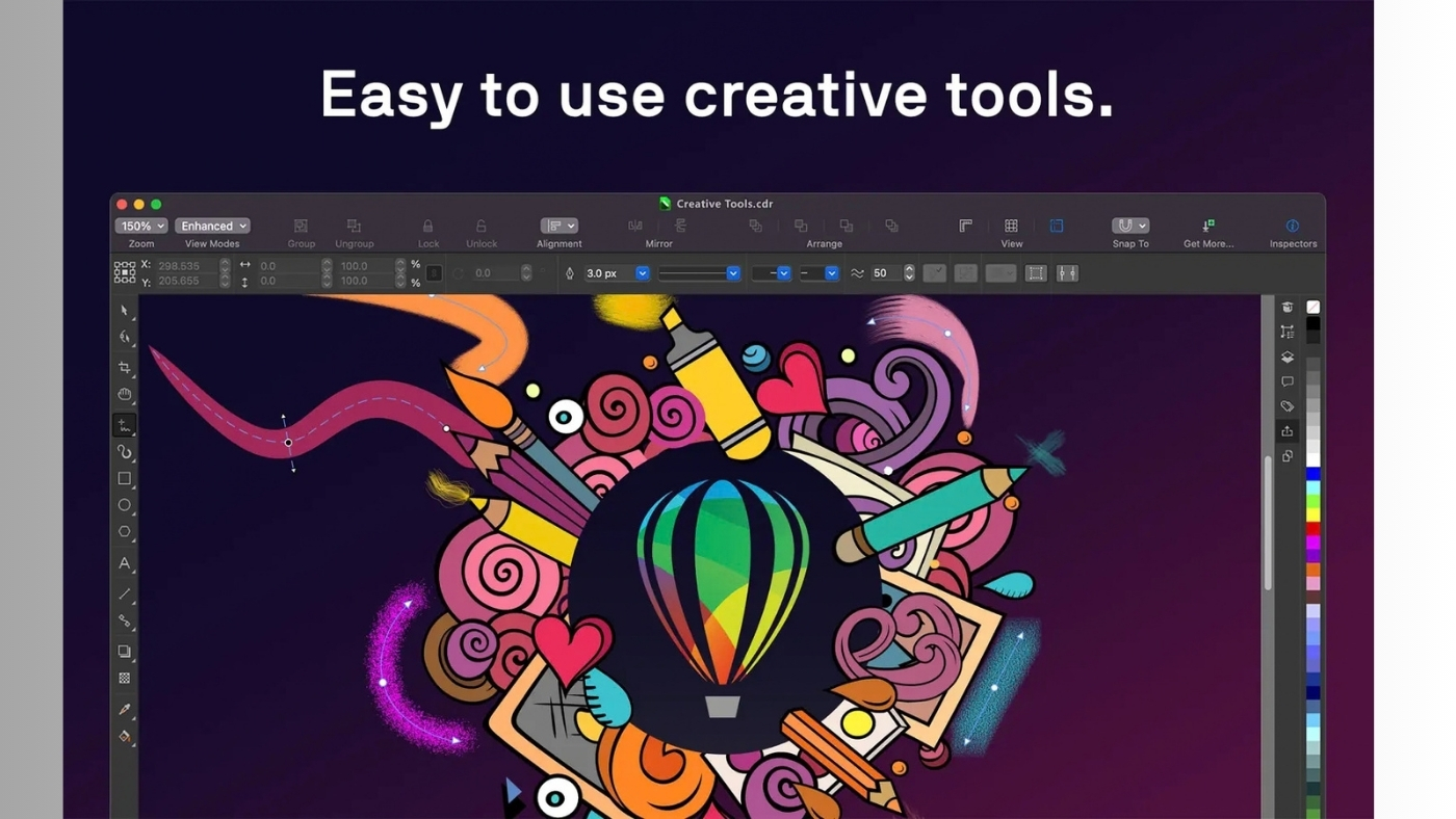 محیط CorelDRAW Graphics Suite در مک + دانلود CorelDRAW Graphics Suite با اپ استور مک ای زی