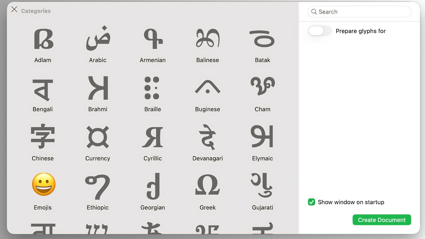 محیط Glyphs 4 در مک + دانلود Glyphs 4 با اپ استور مک ای زی