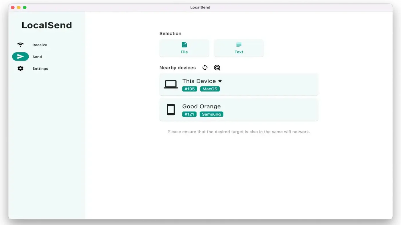 محیط LocalSend در مک + دانلود LocalSend با اپ استور مک ای زی