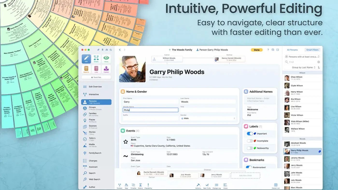 محیط MacFamilyTree در مک + دانلود MacFamilyTree با اپ استور مک ای زی