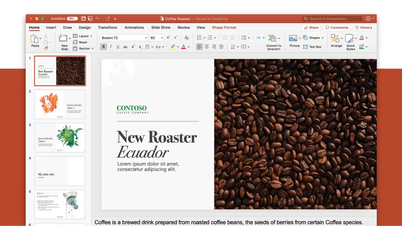 محیط Microsoft PowerPoint در مک + دانلود Microsoft PowerPoint با اپ استور مک ای زی
