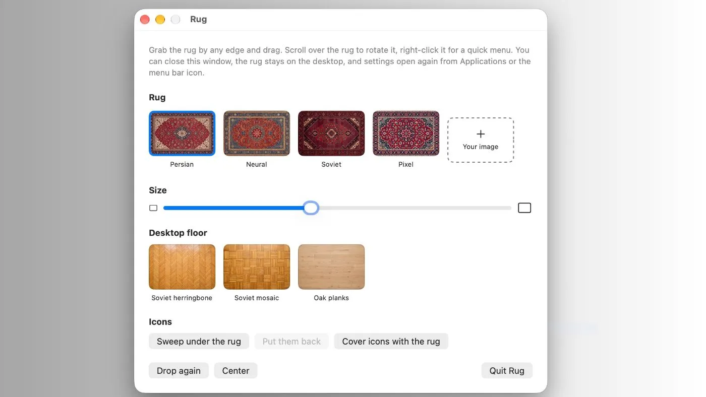 محیط Rug در مک + دانلود Rug با اپ استور مک ای زی