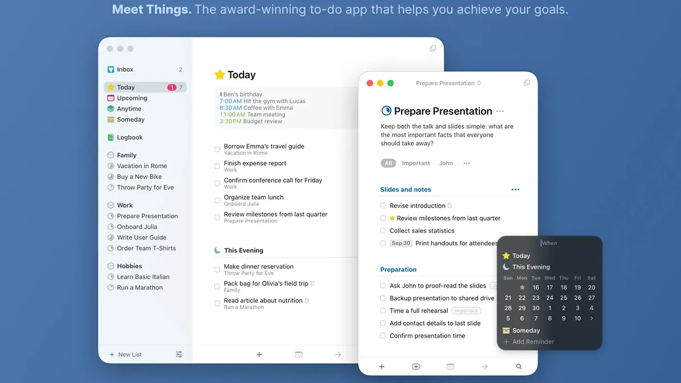 محیط Things در مک + دانلود Things با اپ استور مک ای زی