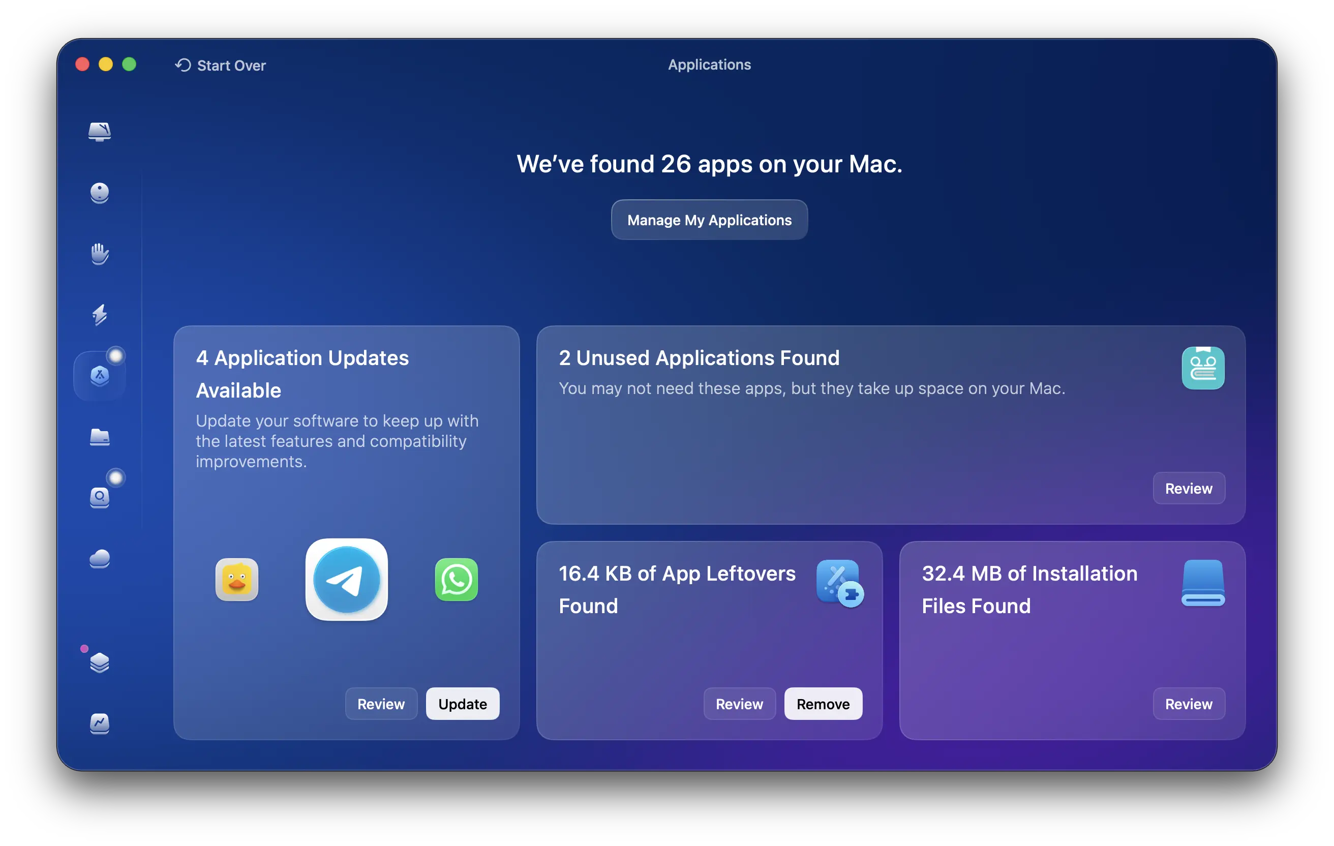 بررسی قسمت Application در برنامه CleanMyMac