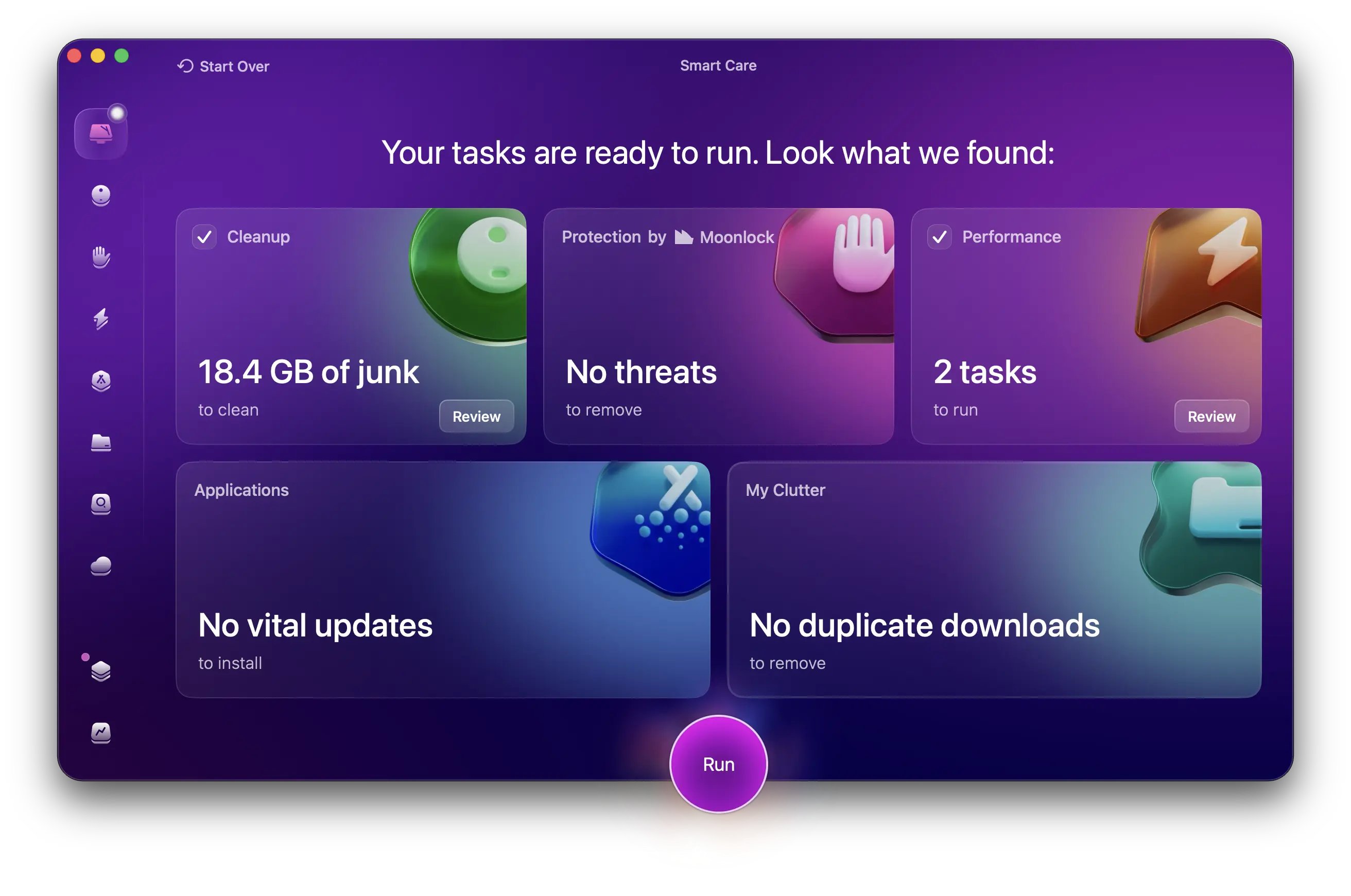 انجام اولین Smart Scan در برنامه CleanMyMac