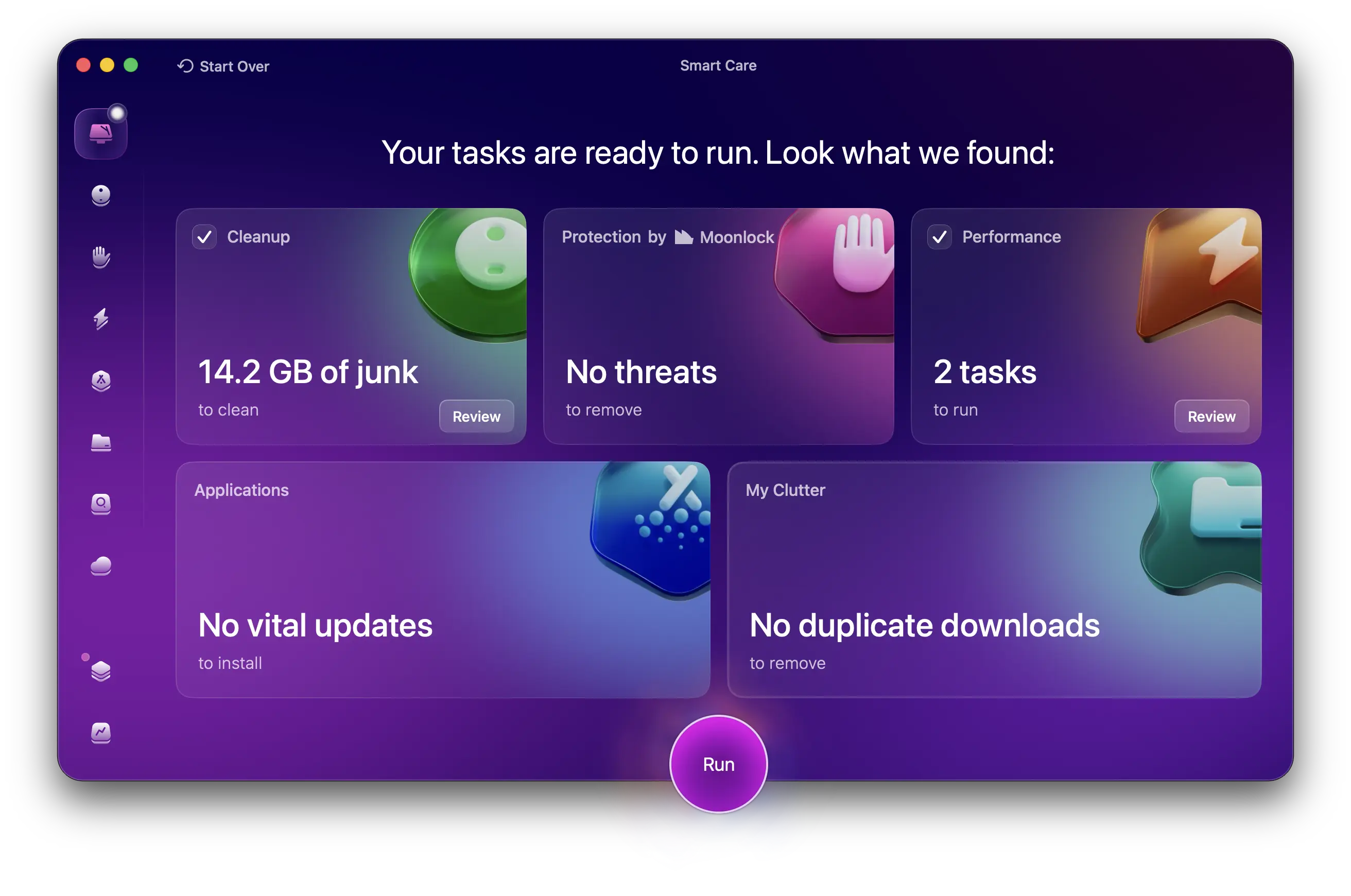 خروجی اسکن smart care در CleanMyMac
