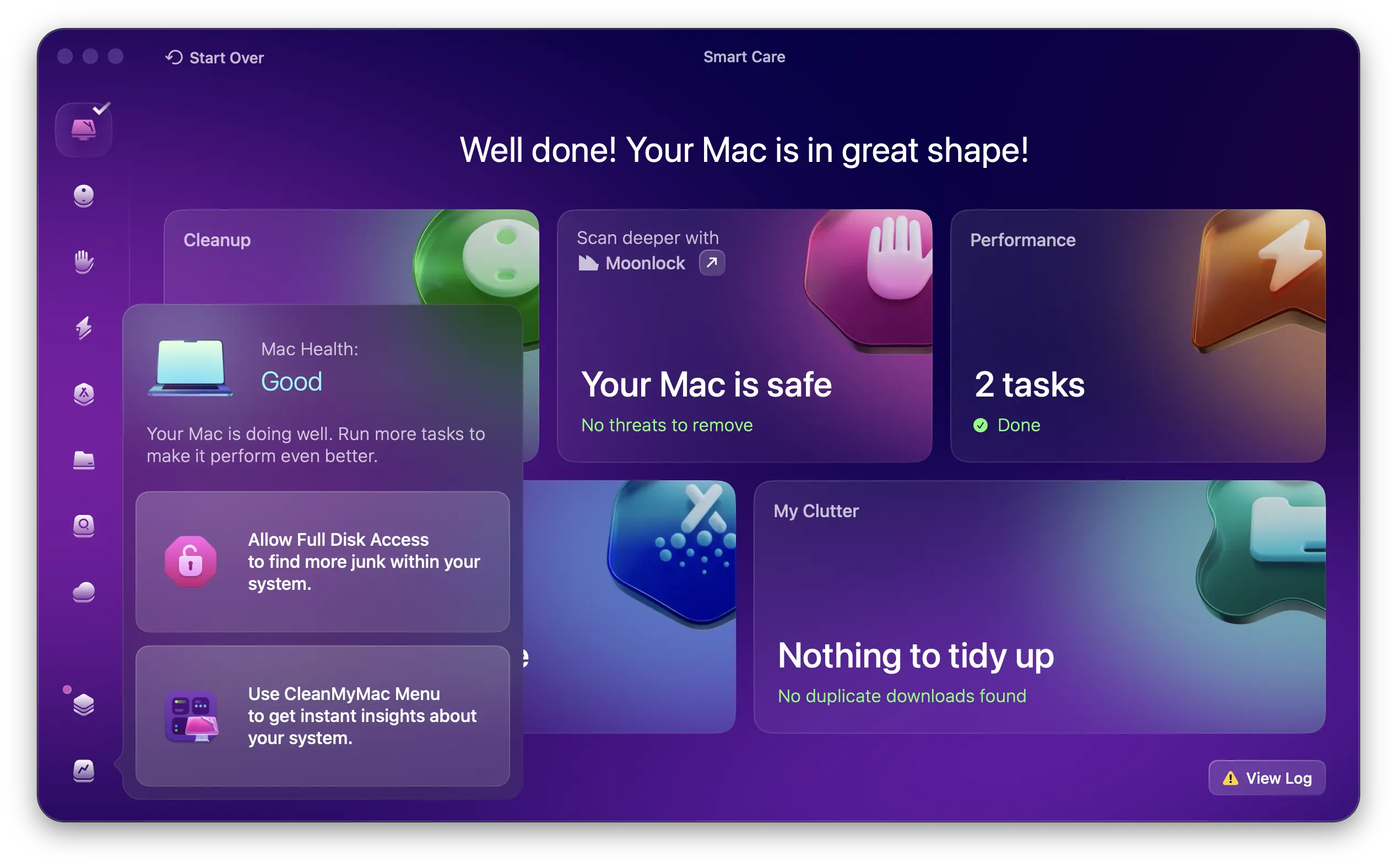 اتمام smart care در CleanMyMac