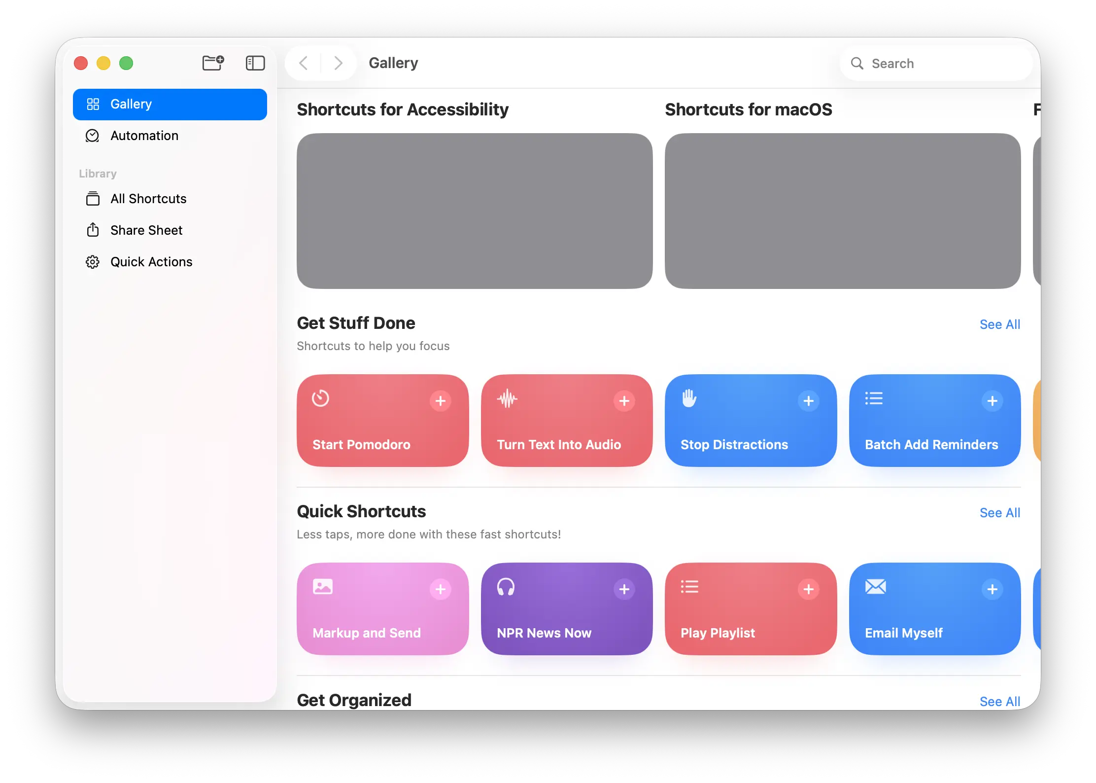 shortcut gallery در macos