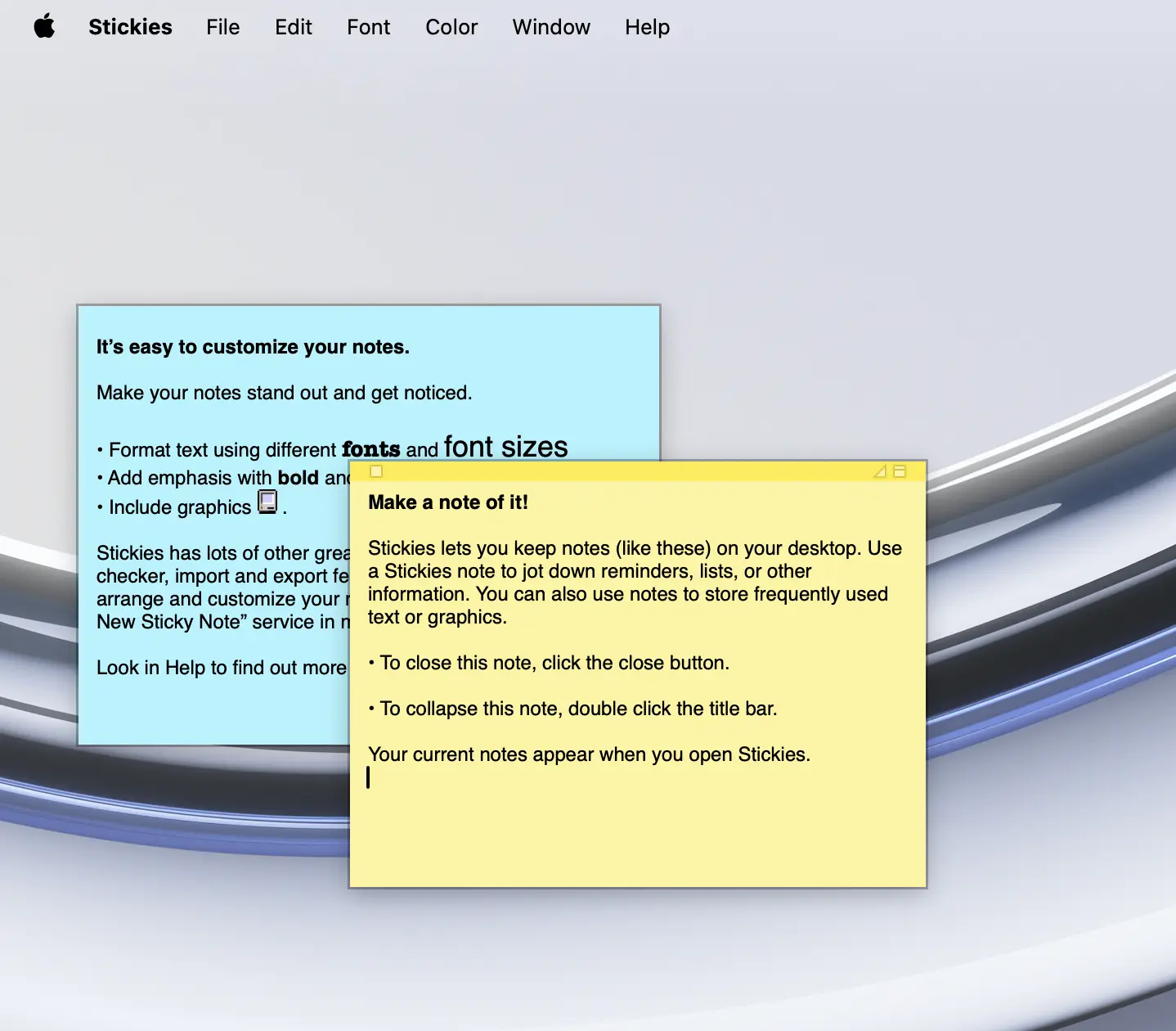 استفاده از stickies در macos