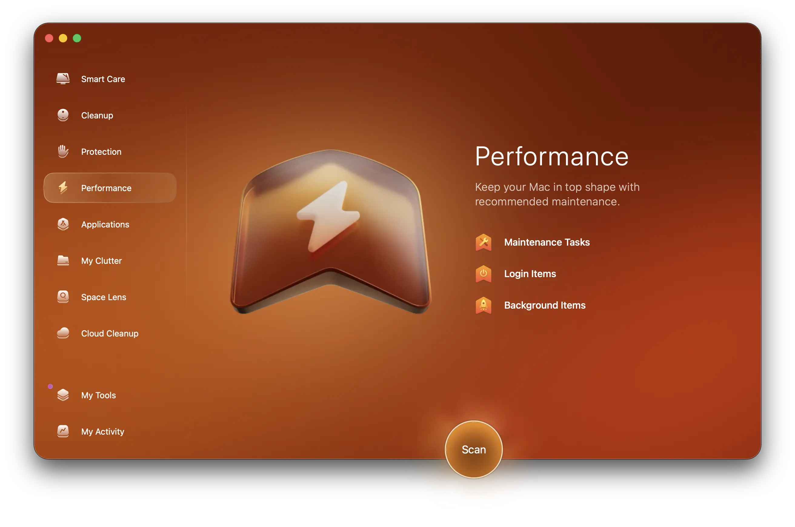 بخش Performance در CleanMyMac