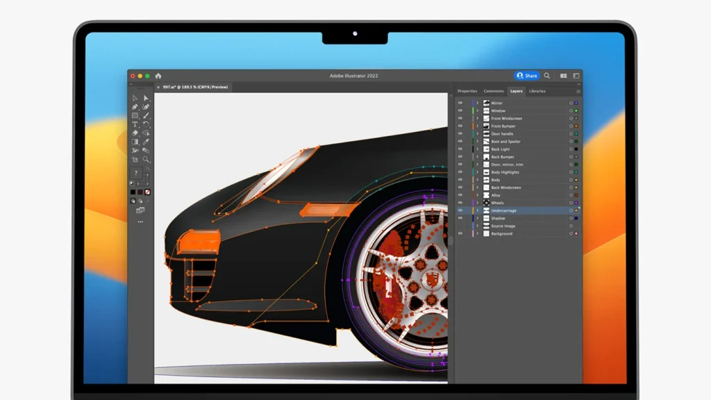 اسکرین‌شات Adobe Illustrator برای مک